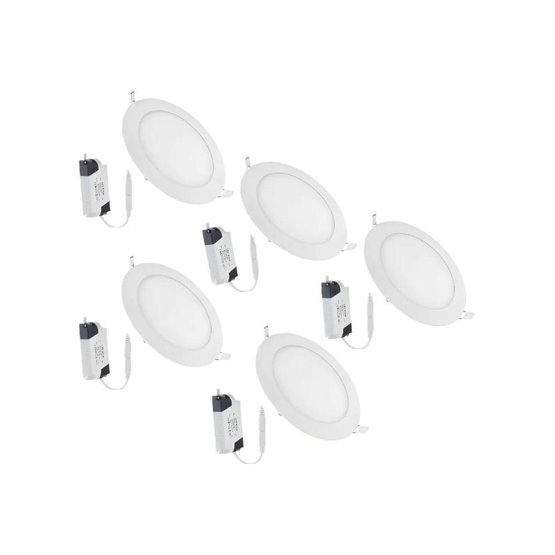 GENERICO - FOCO PLAFON LED EMBUTIDOS 12W REDONDO PACK 5 UND