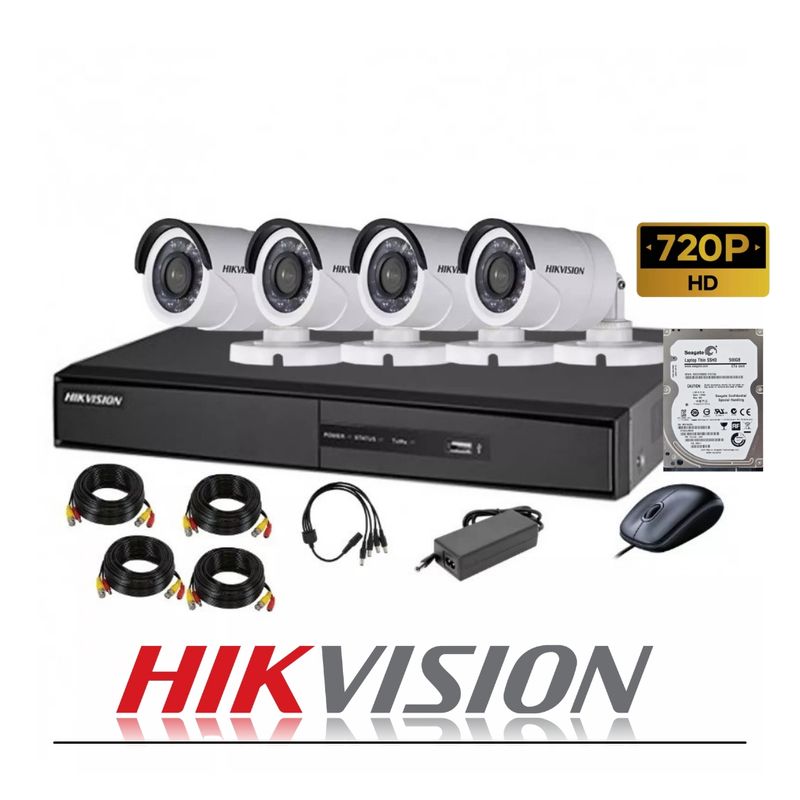 GENERICO - Kit de seguridad para hogar: 4 cámaras HD 720  disco duro