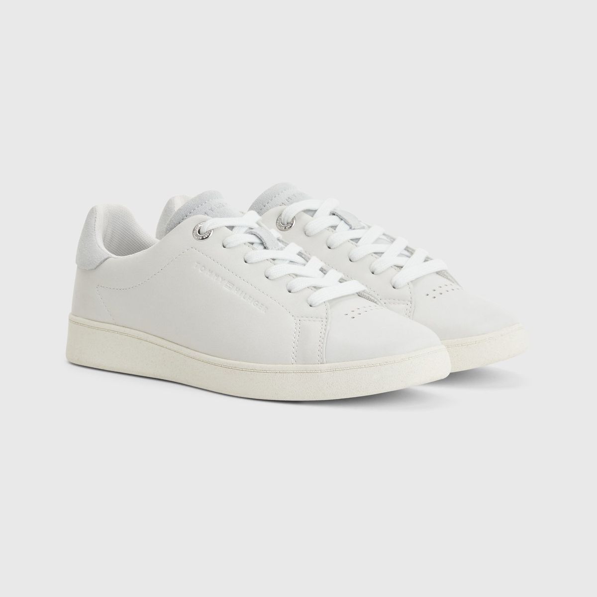 TOMMY HILFIGER - Zapatillas De Cuero Cupsole Y Logo Blanco Tommy Hilfiger