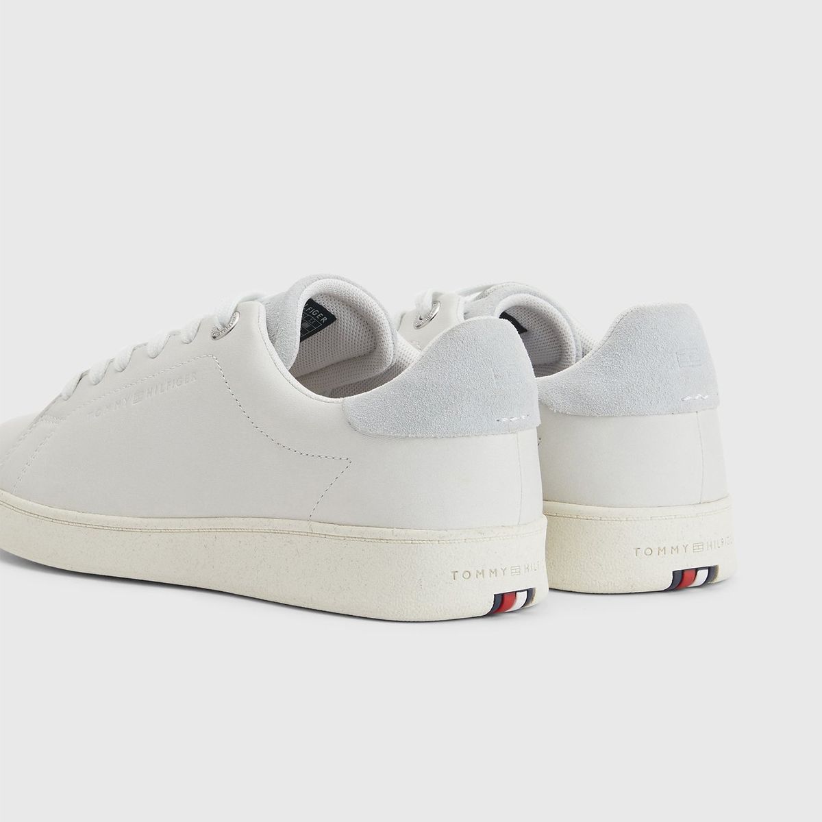 TOMMY HILFIGER - Zapatillas De Cuero Cupsole Y Logo Blanco Tommy Hilfiger