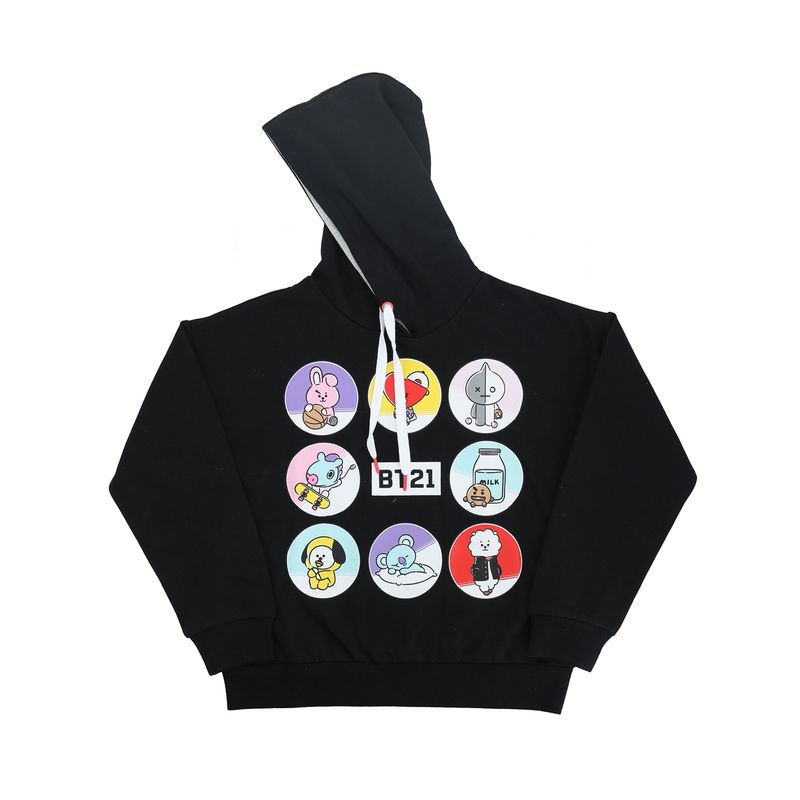 BT21 - Poleron Niña circulos Negro Bt21