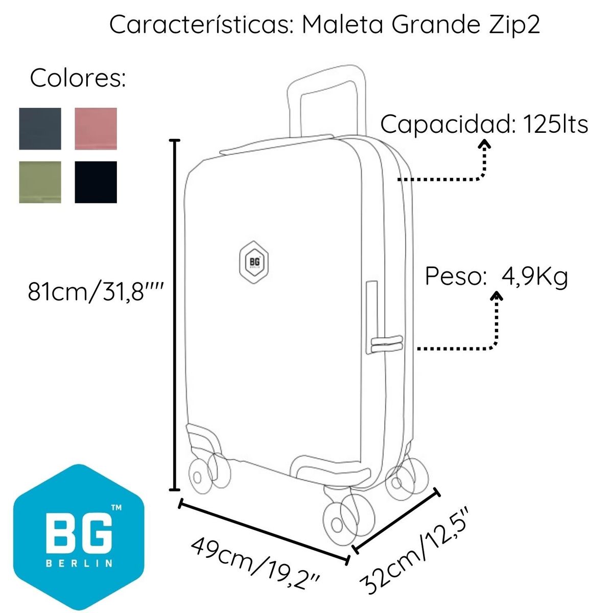 BG BERLIN - MALETA L 125LTS SEGURIDAD ZIP² BG BERLIN
