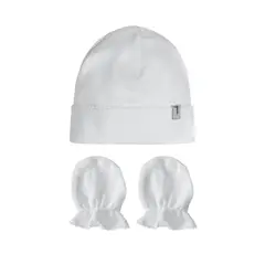 POMPON PIMA - Set Gorro Mitones Recien Nacido - Algodon Pima