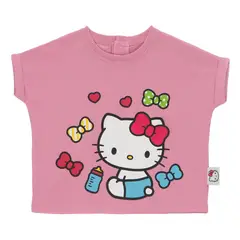 HELLO KITTY - Polera Bebé Manga Corta Rosado