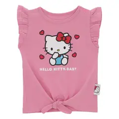 HELLO KITTY - Polera Bebé Manga Corta Con Nudo Rosa