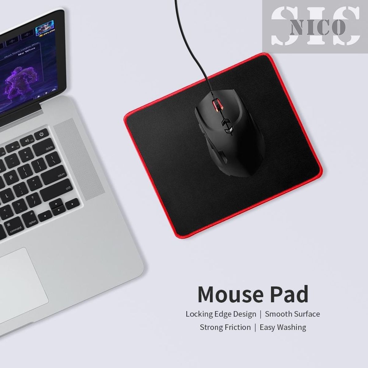 GENERICO - Mouse Pad Alfrombrilla Gamer Borde Cosido 30x25cm Grosor 3mm