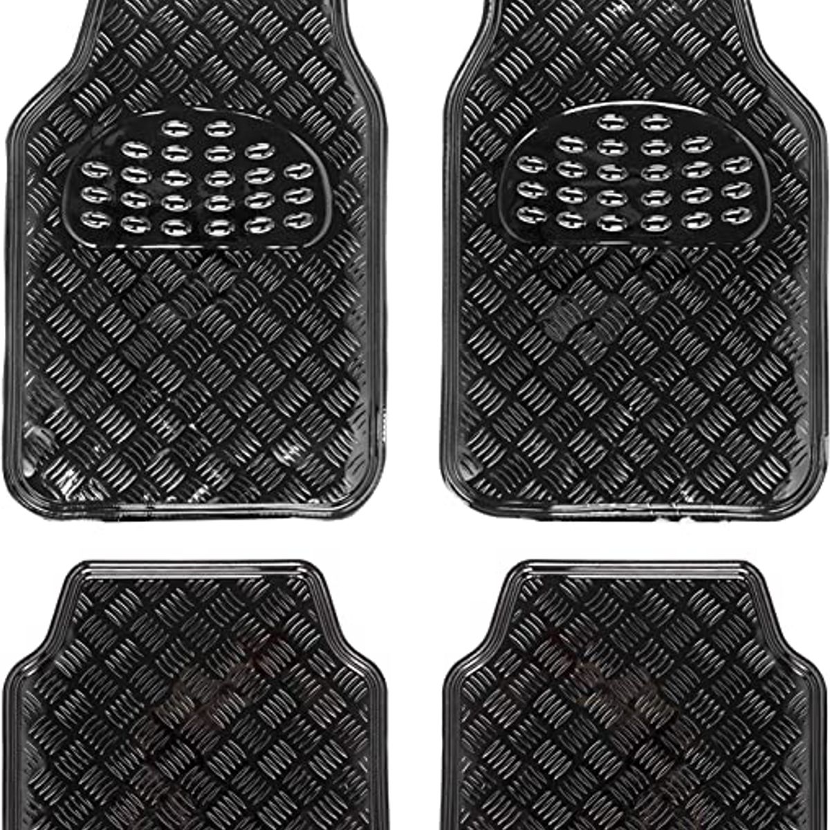 GENERICO - Alfombra Cubre Piso Metálico FIBRA Set 4pcs Auto Tuning