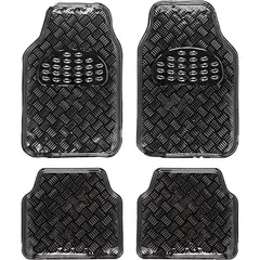 GENERICO - Alfombra Cubre Piso Metálico FIBRA Set 4pcs Auto Tuning