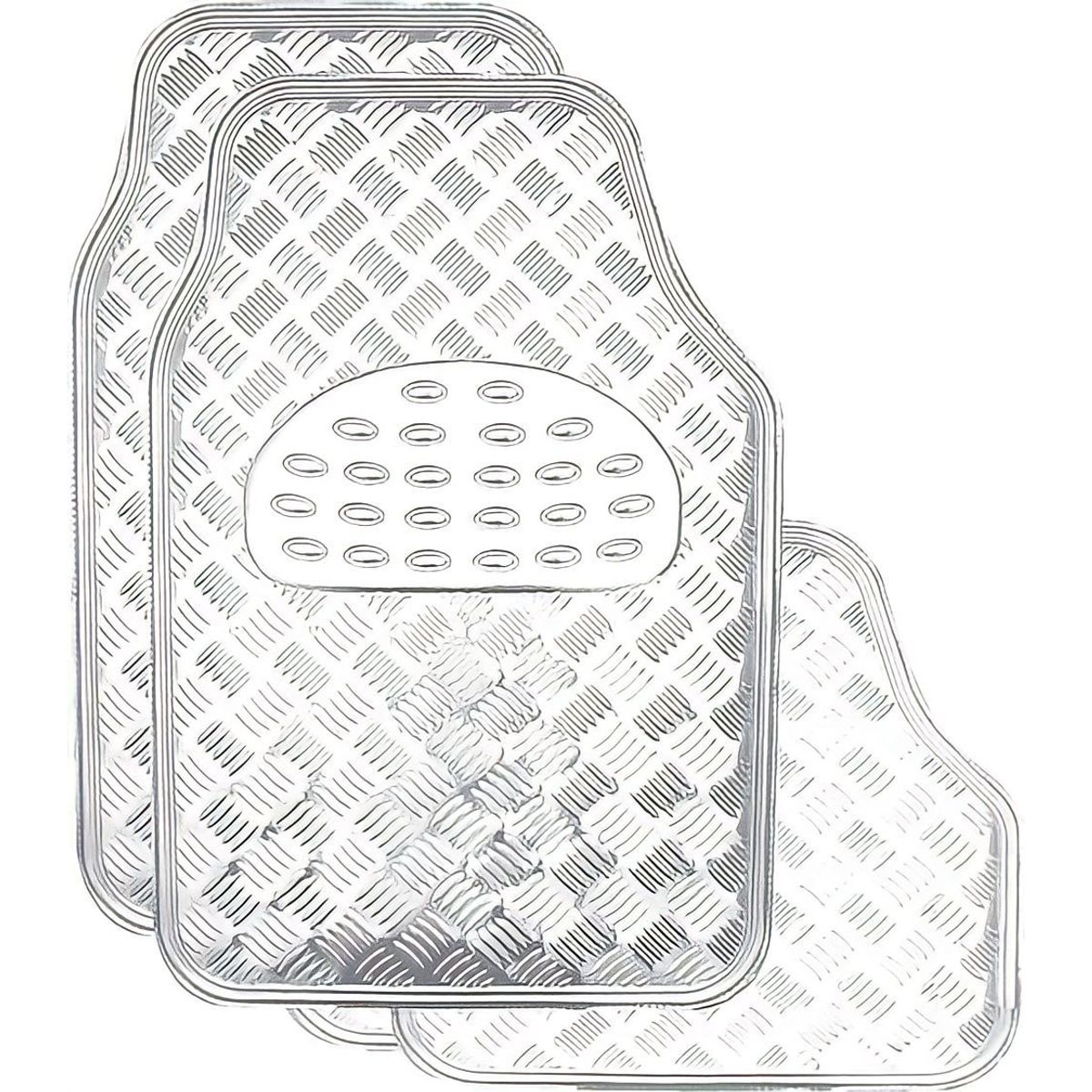 GENERICO - Alfombra Cubre Piso Metálico CROMADO Set 4pcs Auto Tuning