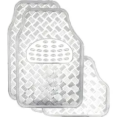 GENERICO - Alfombra Cubre Piso Metálico CROMADO Set 4pcs Auto Tuning