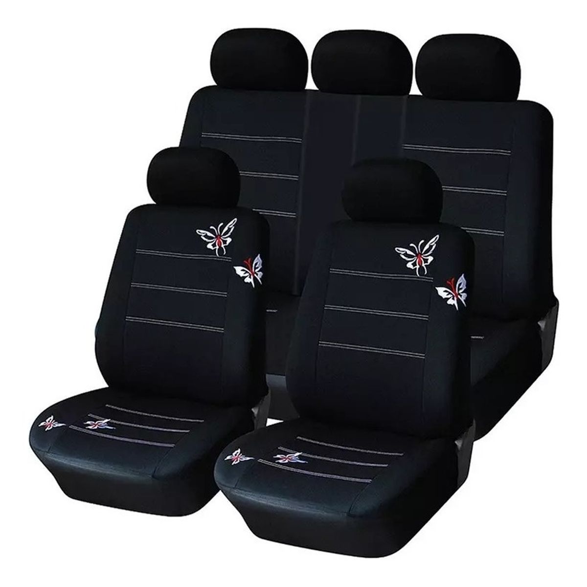 GOODCAR - Funda Cubre Asiento Auto Para Mujer 11pcs Negro Mariposas
