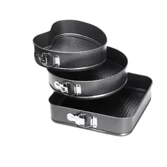 GENERICO - Set 3 Moldes para Hornear Torta Antiadherente Desmontable 20 22 24cm