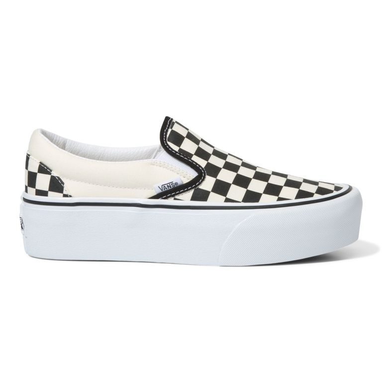 Zapatilla Mujer Slip-On Stackform Checker Negro