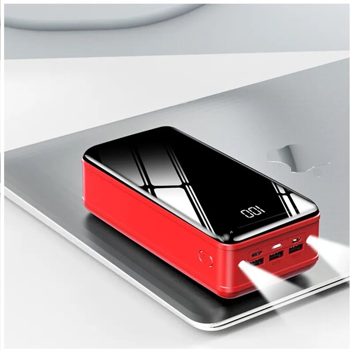 GENERICO - Cargador Portátil Power Bank 50000 mAh 3USB Tipo C Lightning linterna