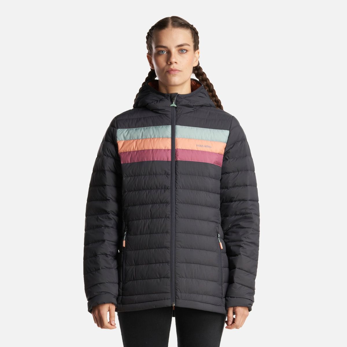 HAKA HONU - Chaqueta Mujer Infiernillo con Gorro Negro Haka Honu