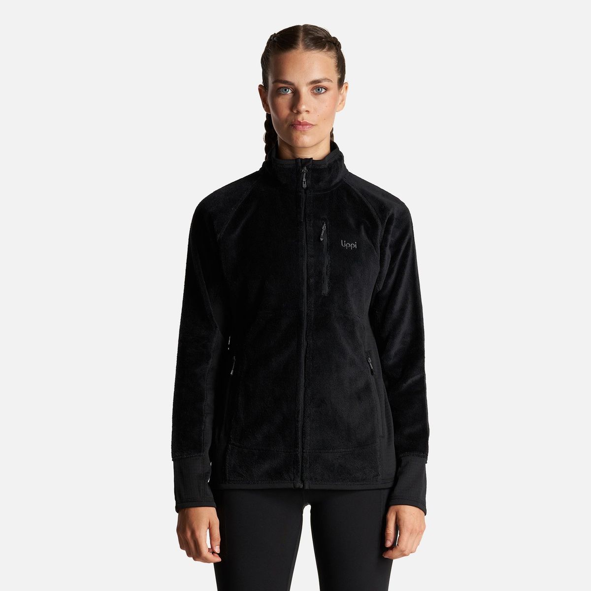 LIPPI - Poleron Mujer Numan Shaggy-Pro Jacket Negro Lippi