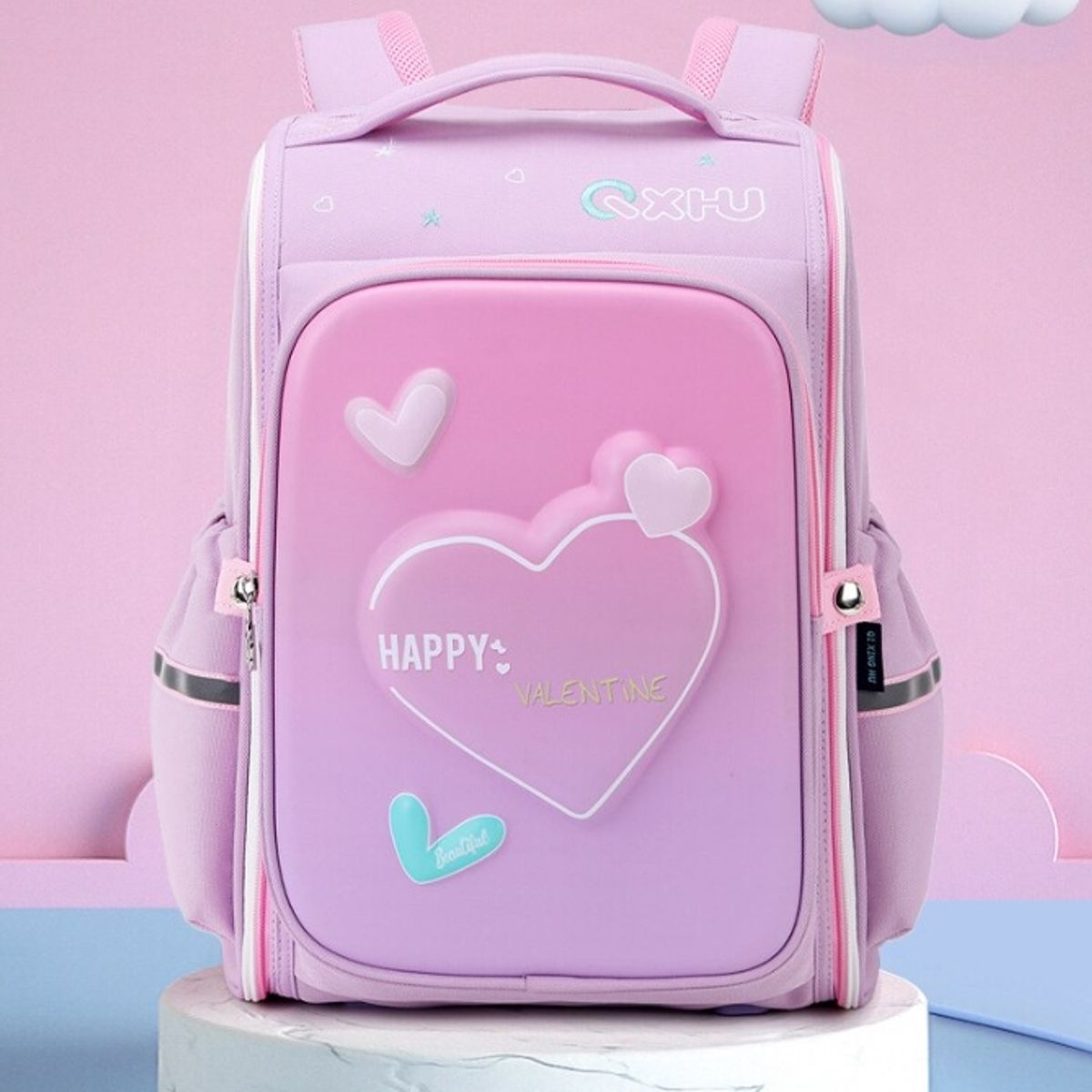 GENERICO - Mochila escolar "Happy" impermeable color rosa 35 L