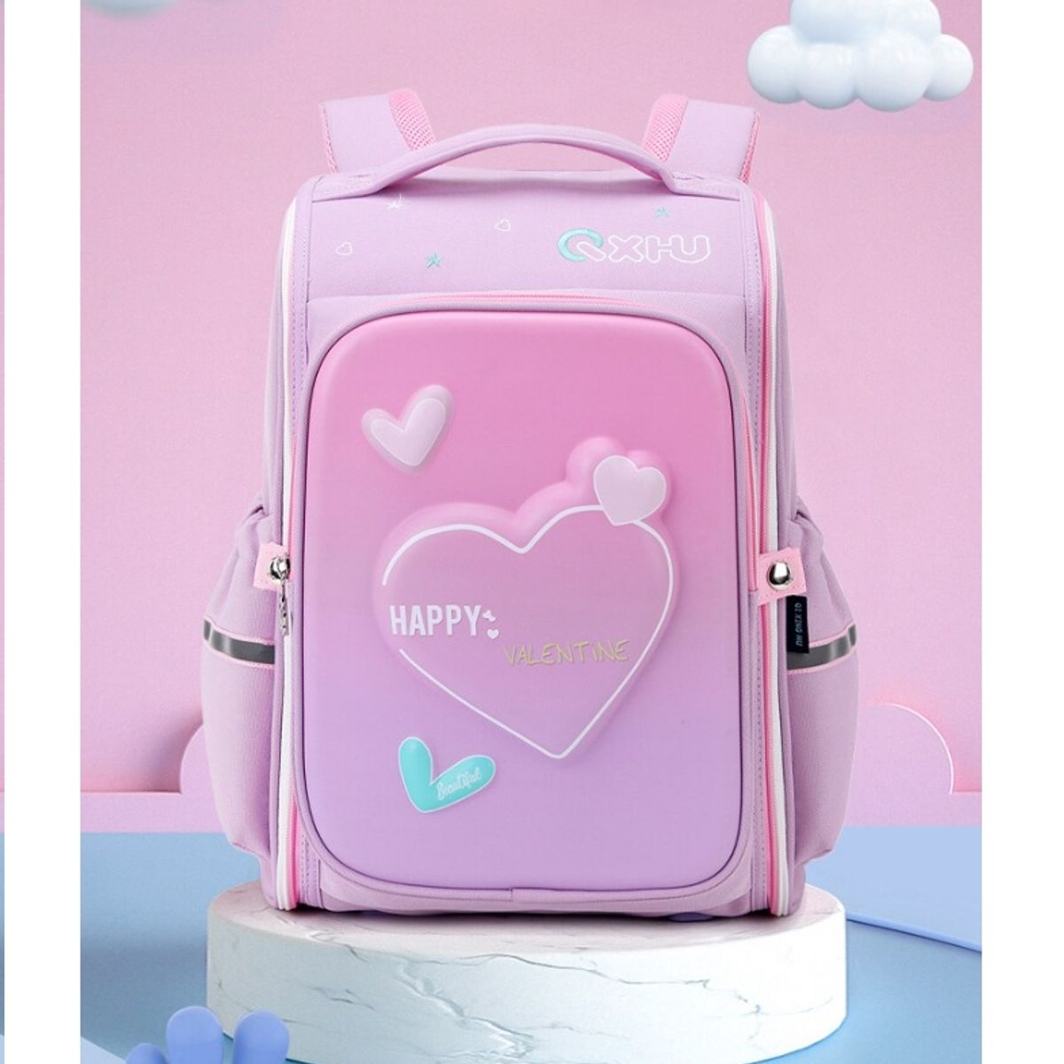 GENERICO - Mochila escolar "Happy" impermeable color rosa 35 L