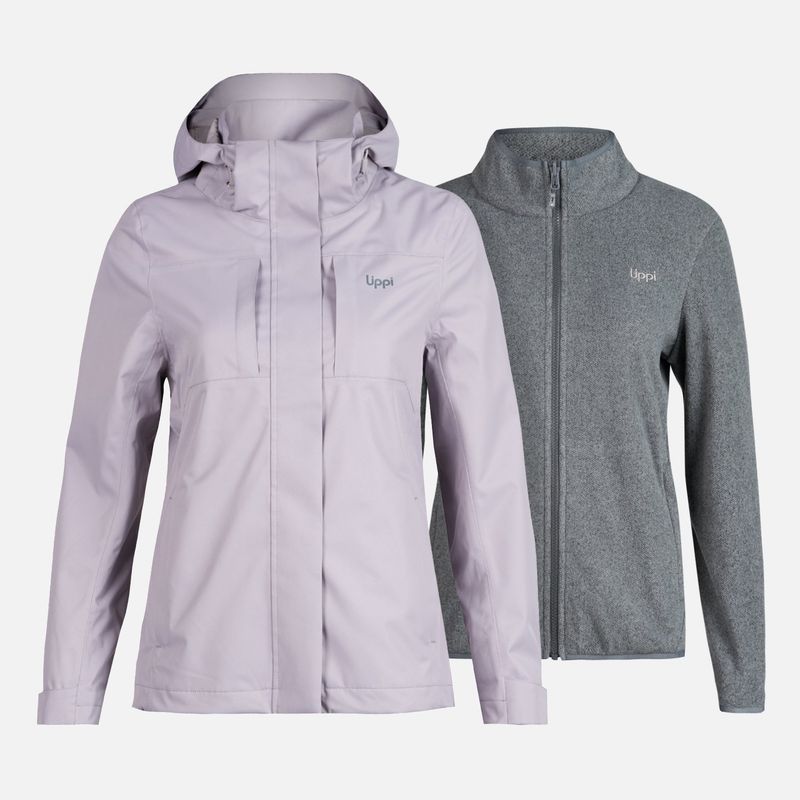 LIPPI - Chaqueta Mujer Tres Cruces Fusion-3 Hoody Jacket Malva/Gris Medio Lippi