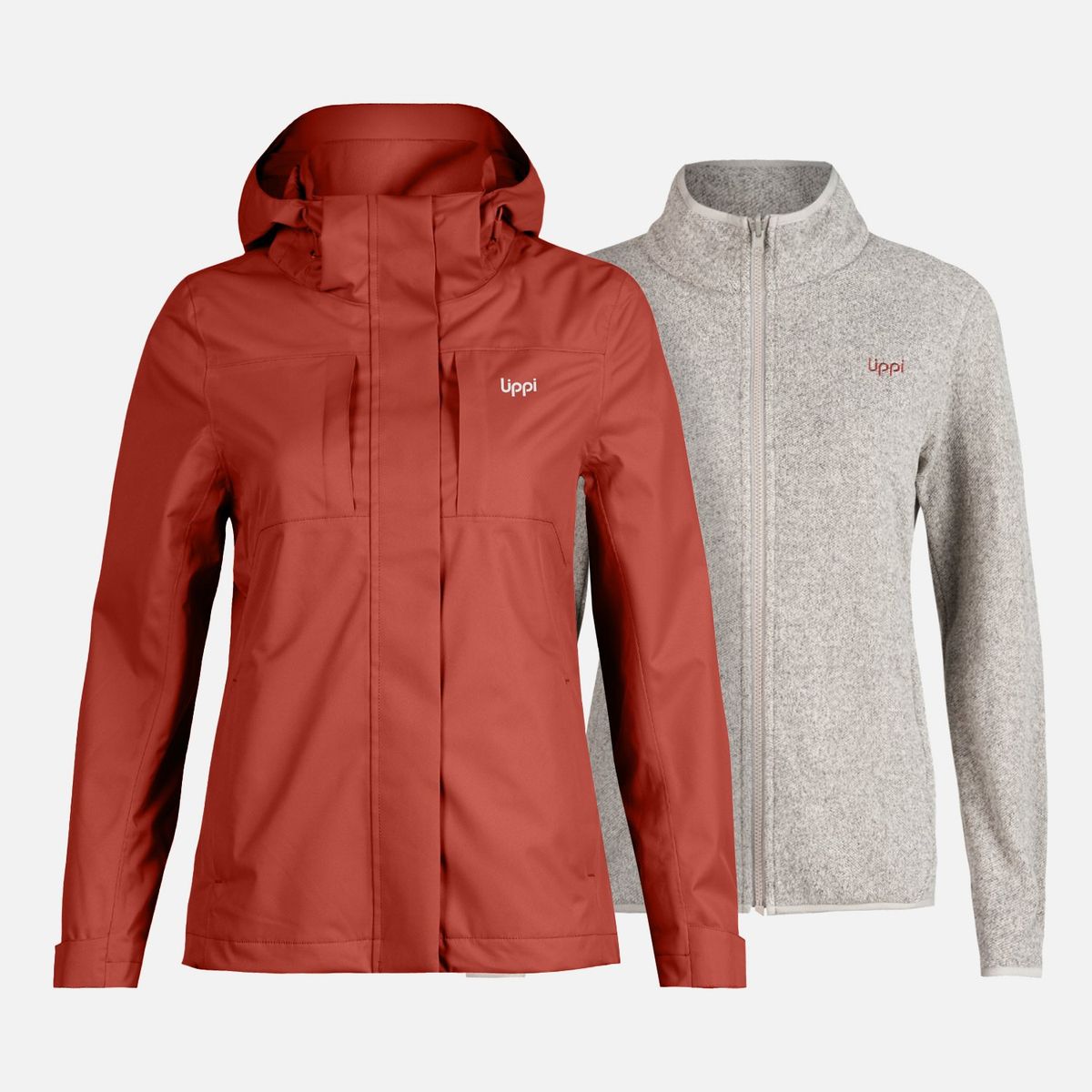 LIPPI - Chaqueta Mujer Tres Cruces Fusion-3 Hoody Jacket Vino/Crema  Lippi