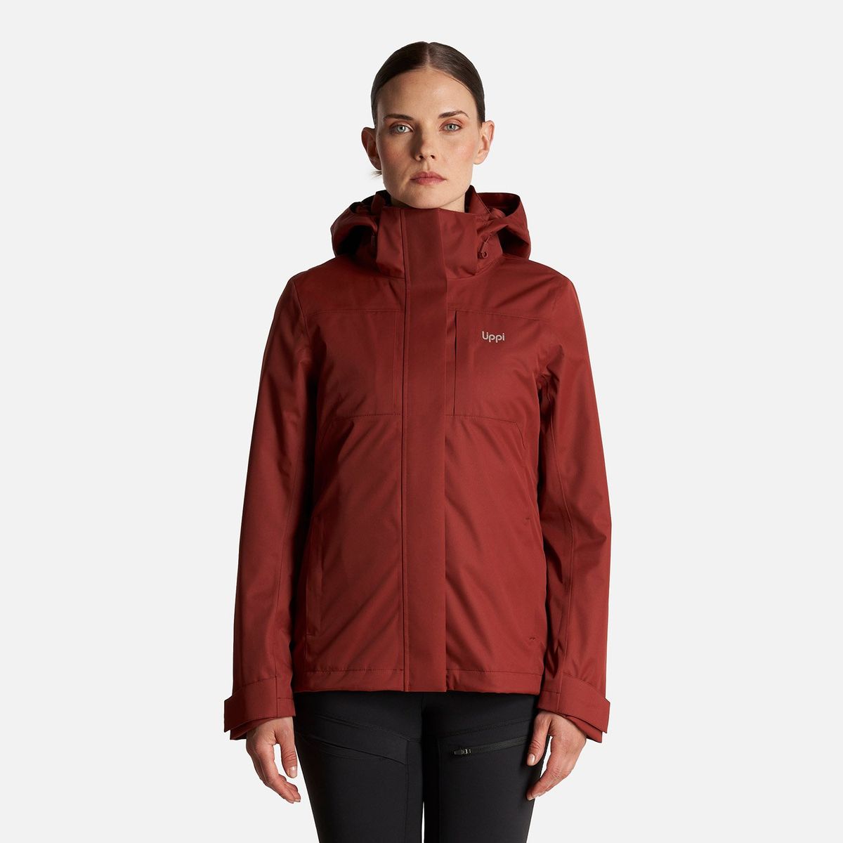 LIPPI - Chaqueta Mujer Tres Cruces Fusion-3 Hoody Jacket Vino/Crema  Lippi