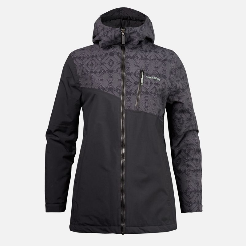 HAKA HONU - Chaqueta Mujer Yeti Print Negro Haka Honu