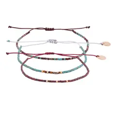 ZAZU - Pack Pulseras Picasso Verdes con Mostacillas Bañadas en Oro-Joyas Zazü
