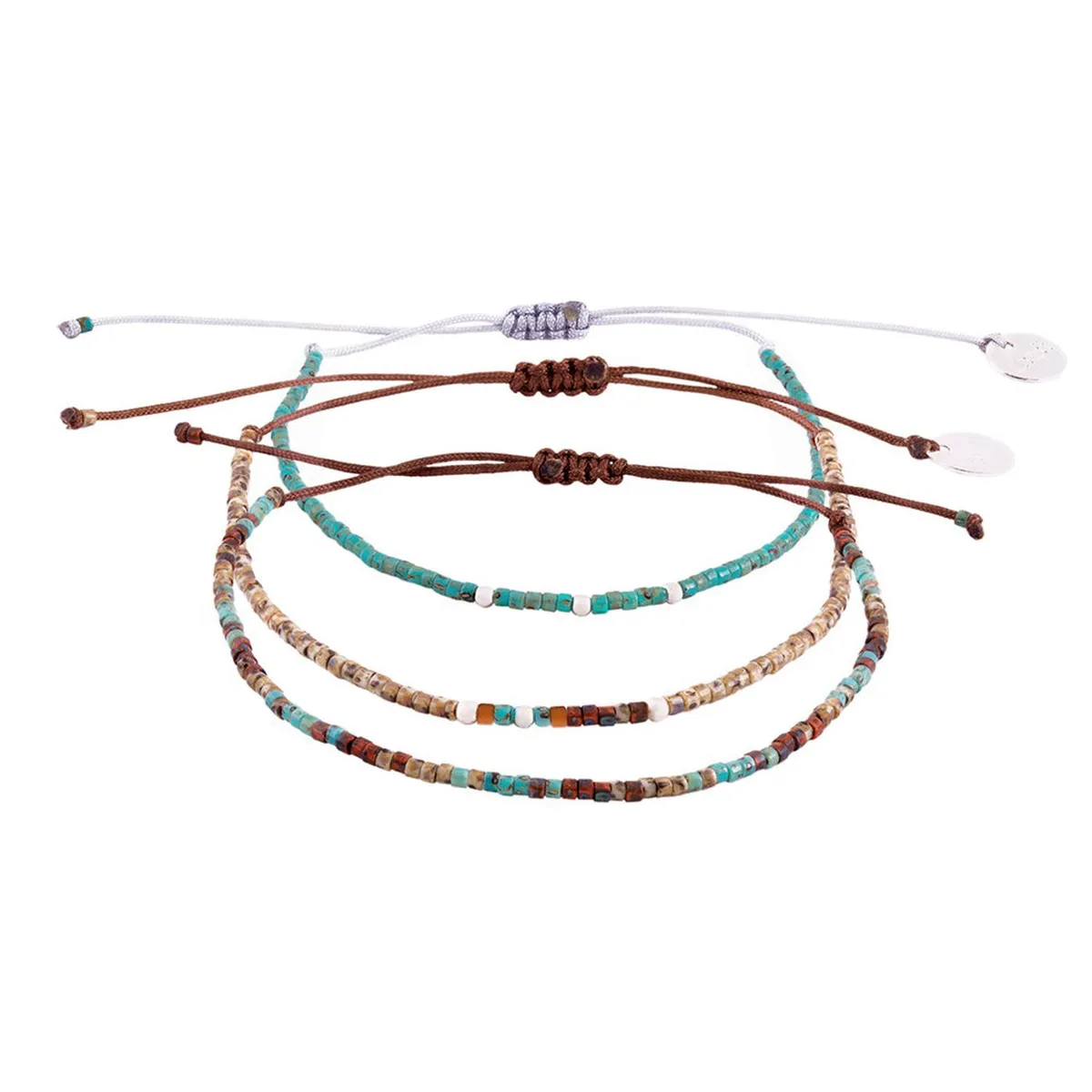 ZAZU - Pack Pulseras Picasso Tierra con Mostacillas de Plata-Joyas Zazü