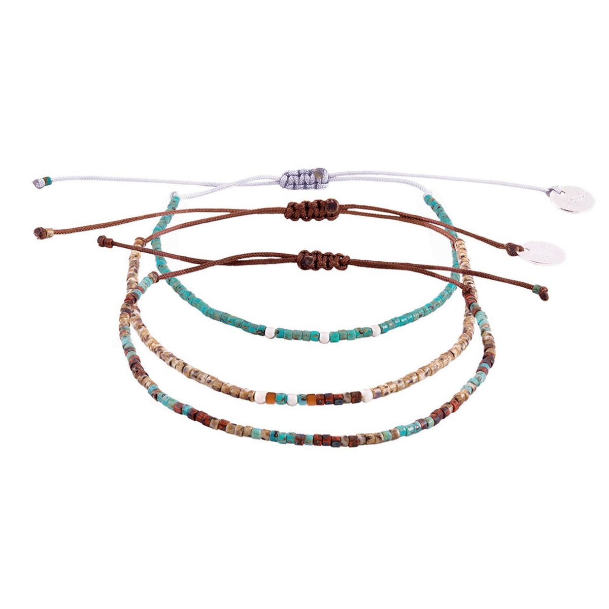 ZAZU - Pack Pulseras Picasso Tierra con Mostacillas de Plata-Joyas Zazü