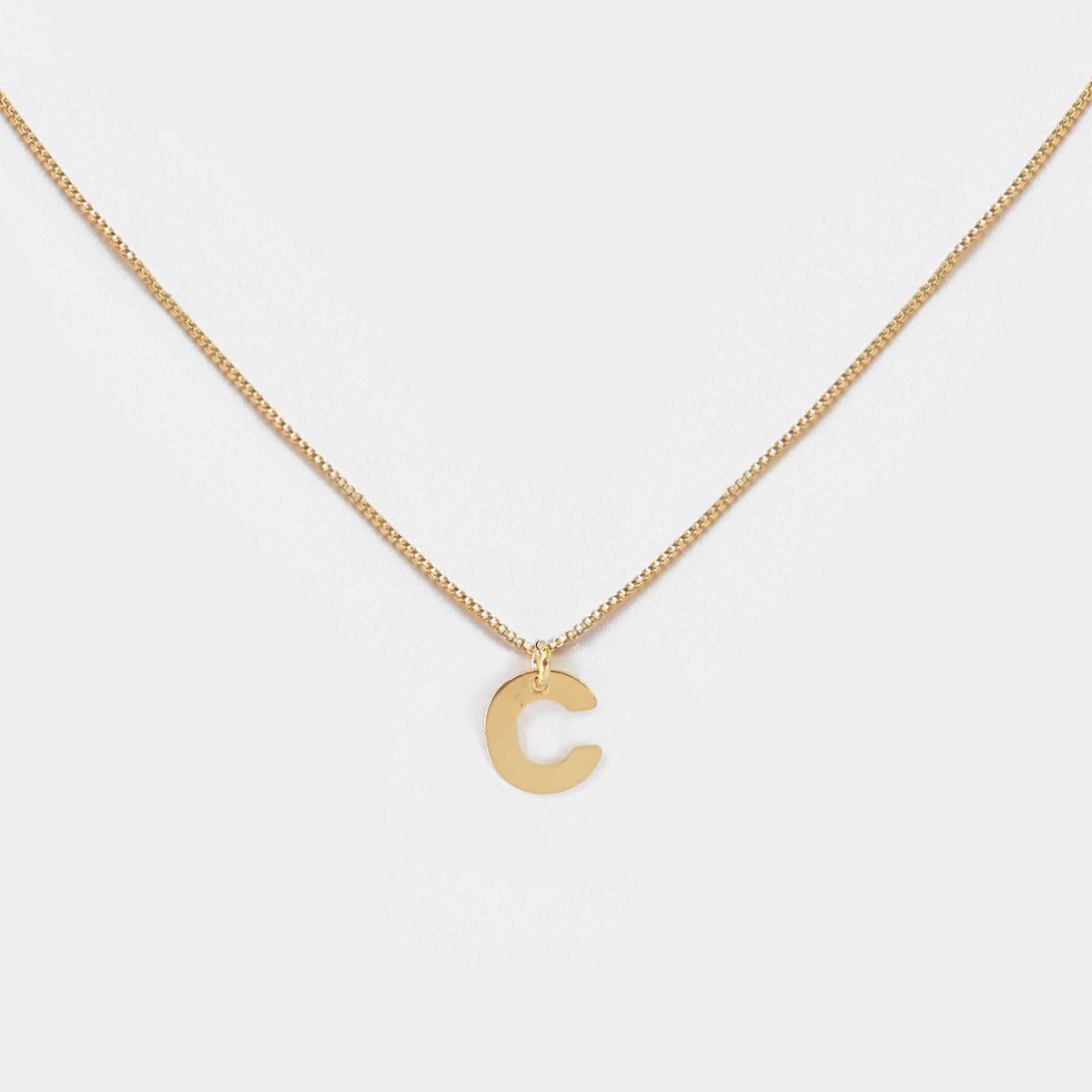 PSK JOYAS - Collar Mujer Enchape Oro 18 Kt letra C 10mm lisa Pskjoyas