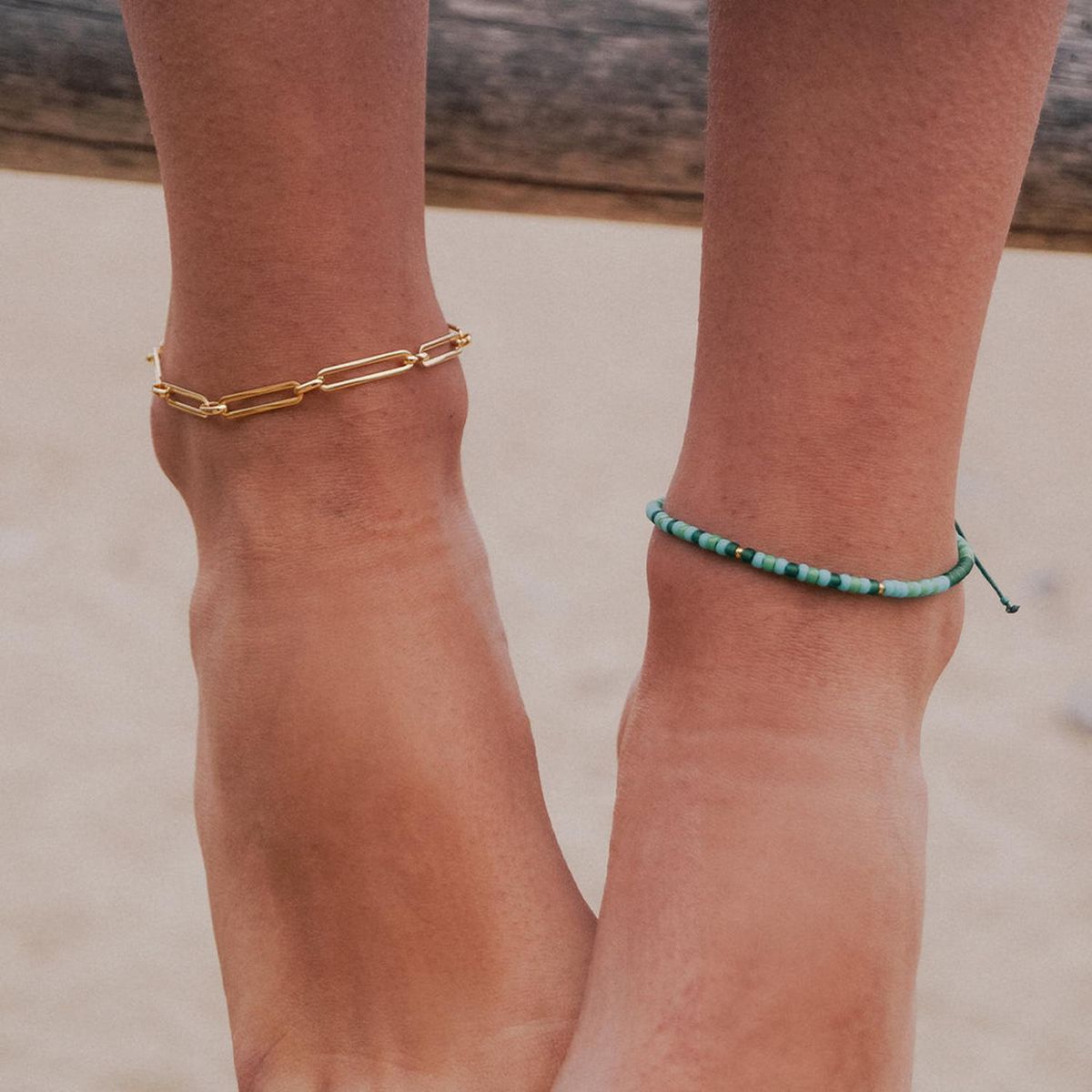 ZAZU - Tobillera Candy Verde con Mostacillas Bañadas en Oro-Joyas Zazü