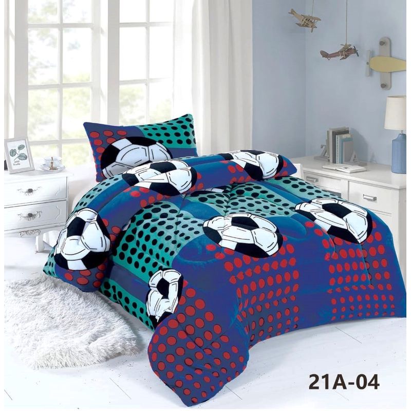 GENERICO - Cubrecama de Invierno Plush con Chiporro 1.5 p Azul Futbol 21A04