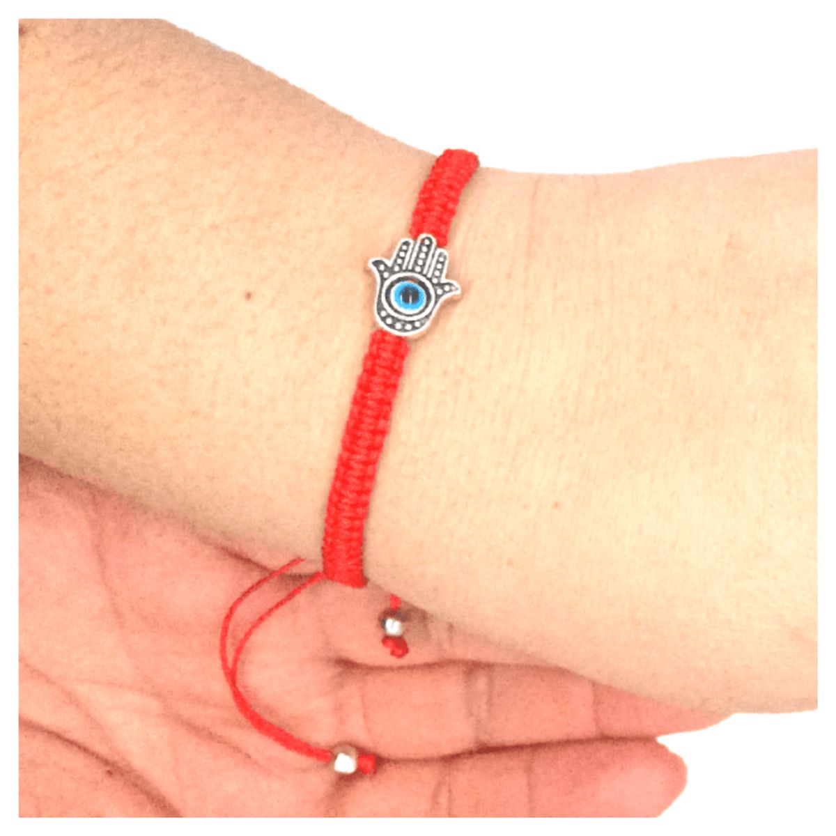 GENERICO - Pulsera Mano de Fátima con Ojo Turco - Pulsera Hilo Rojo Hamsa