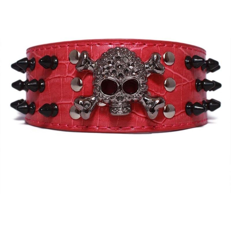 MASCAN - Collar Perro Calavera Puntas Redondas Xl Fucsia Mascan