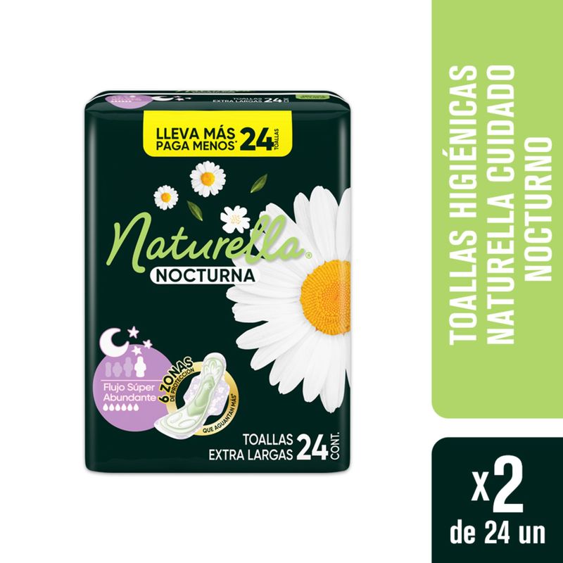 NATURELLA - Pack 2 Naturella Cuidado Nocturno Toallas Higiénicas 24un