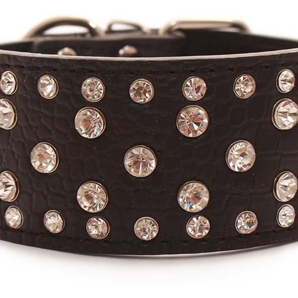 MASCAN - Collar Perro Con Diamantes Eco Cuero 2Xl Negro Mascan
