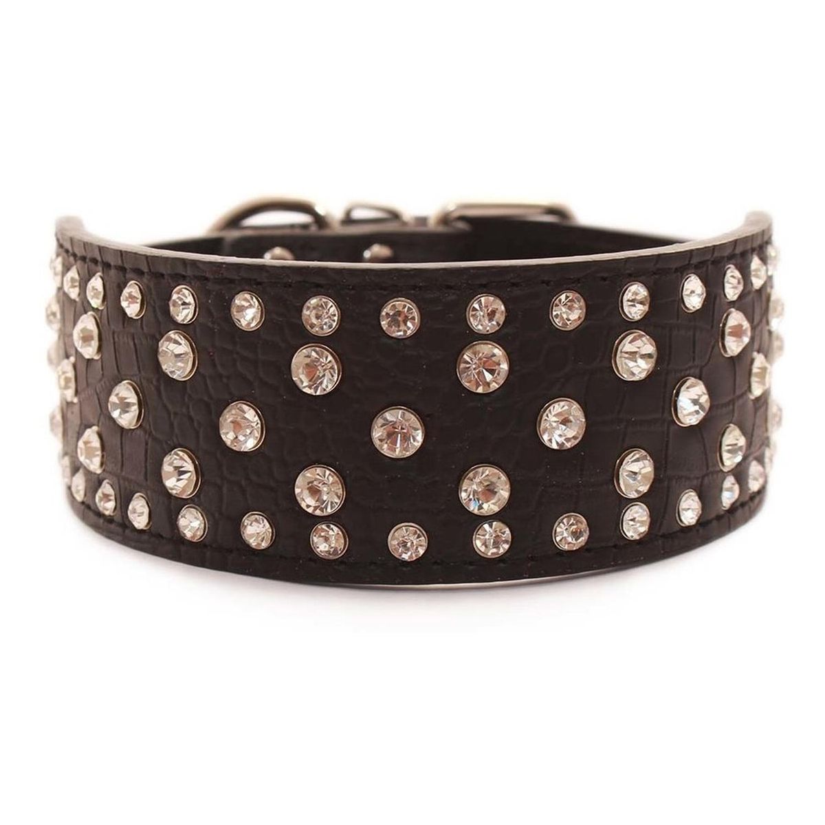 MASCAN - Collar Perro Con Diamantes Eco Cuero 2Xl Negro Mascan
