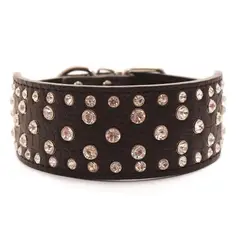MASCAN - Collar Perro Con Diamantes Eco Cuero 2Xl Negro