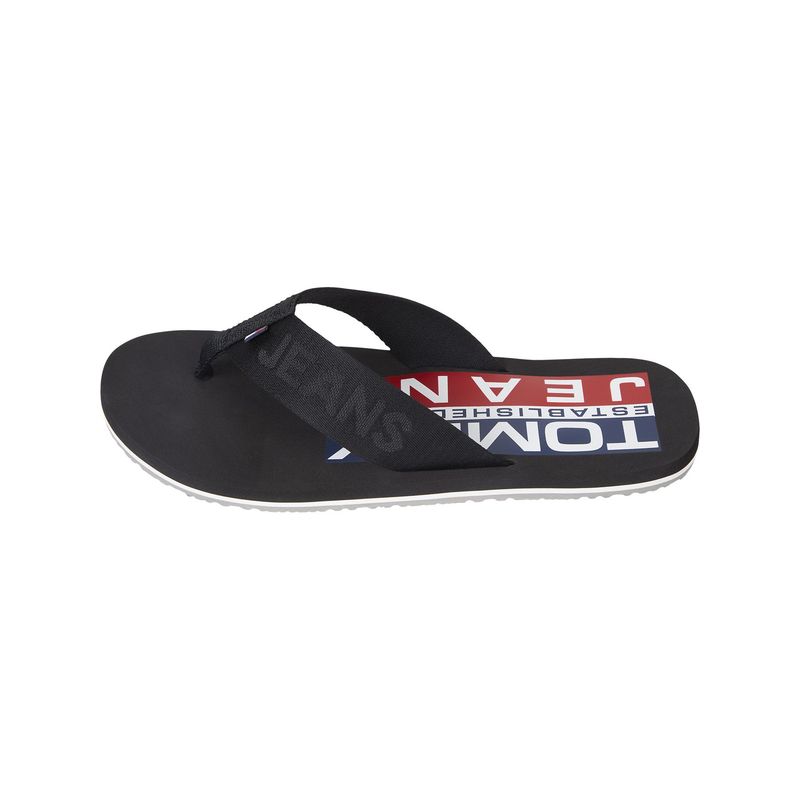 TOMMY HILFIGER - Sandalias Con Logo Bordado Negro Tommy Hilfiger