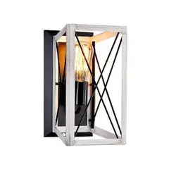 ELECTRICA STORE - APLIQUE LED DE HIERRO CON DETALLE EN MADERA COLOR NEGROBLANCO E27