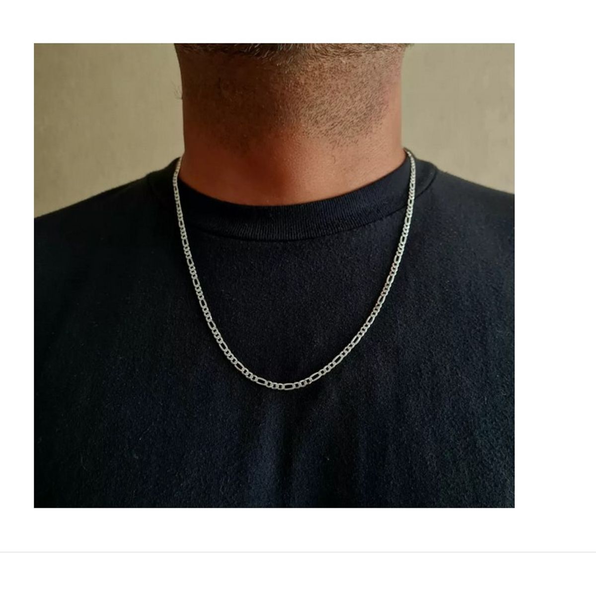 GENERICO - Cadena Hombre Plata Italiana 925 -  Modelo Figaro 60 cm x 3 mm