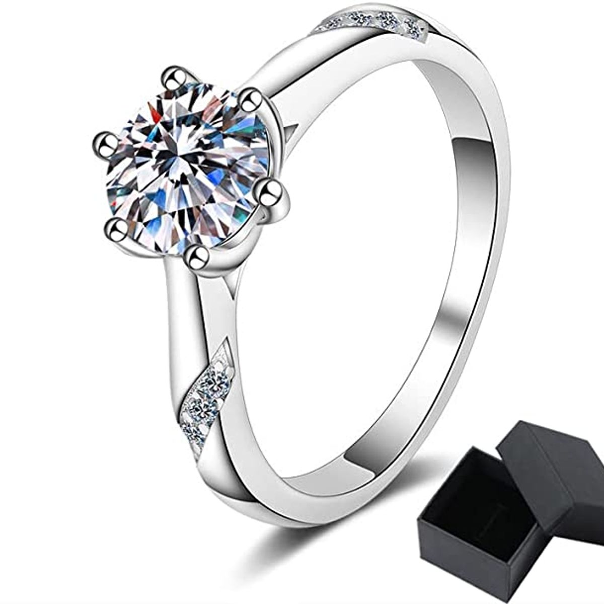 LUXURYJOYAS - Anillo Exclusivo Compromiso Toque DeOroBlanco18kt
