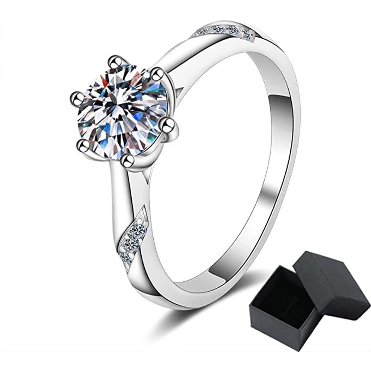 LUXURYJOYAS - Anillo Exclusivo Compromiso Toque DeOroBlanco18kt
