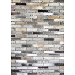BAZHARS - Alfombra 160X230 cm Patch Cuero Nir 24