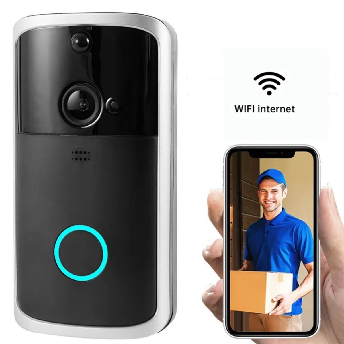 GENERICO - Cámara inteligente Portero Wifi DoorBell con Timbre para Smartphone Intercomunicador Ángulo 166°