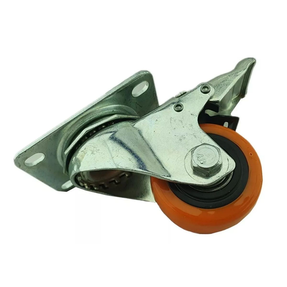 GENERICO - Rueda Naranja Con Freno Giratoria 2.5 Pulgadas