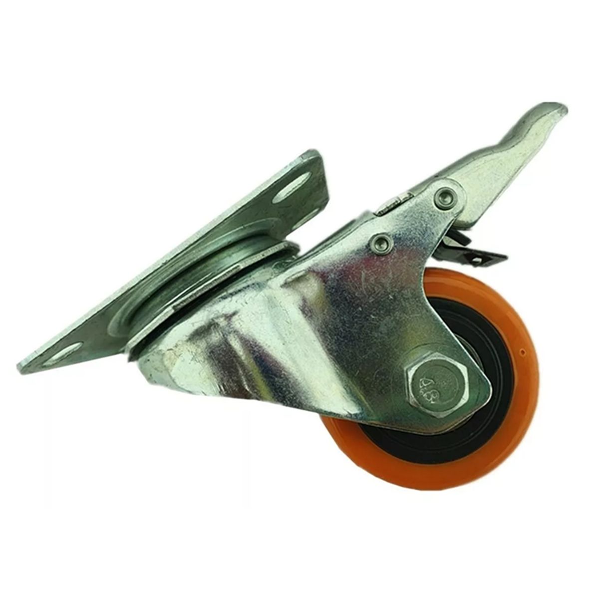 GENERICO - Rueda Naranja Con Freno Giratoria 2.5 Pulgadas