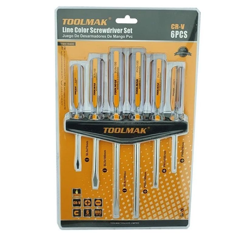 GENERICO - Set Kit Juego De Destornilladores 6 Piezas Toolmak