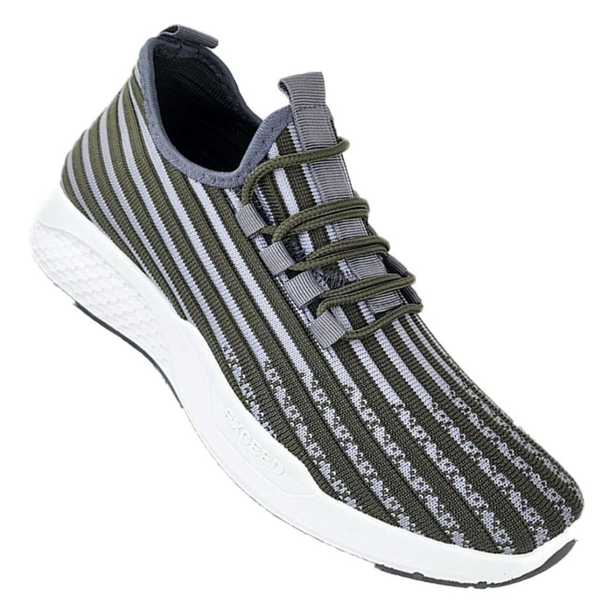 GENERICO - Zapatillas De Hombre Deportivas Negro Rayas Verdes 3202
