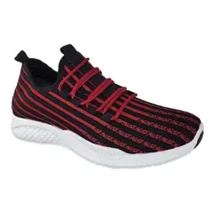 GENERICO - Zapatillas De Hombre Deportivas Negro Rayas Rojas 3205